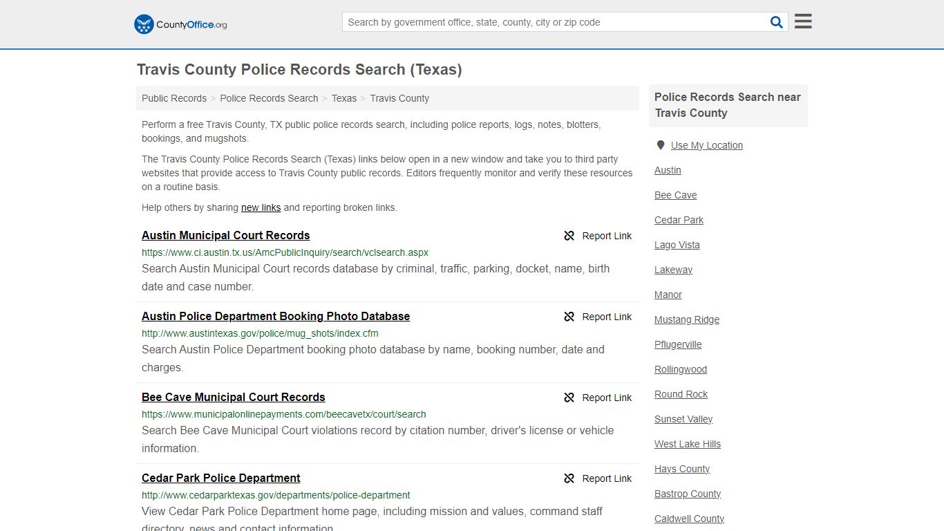Travis County Police Records Search (Texas) - County Office