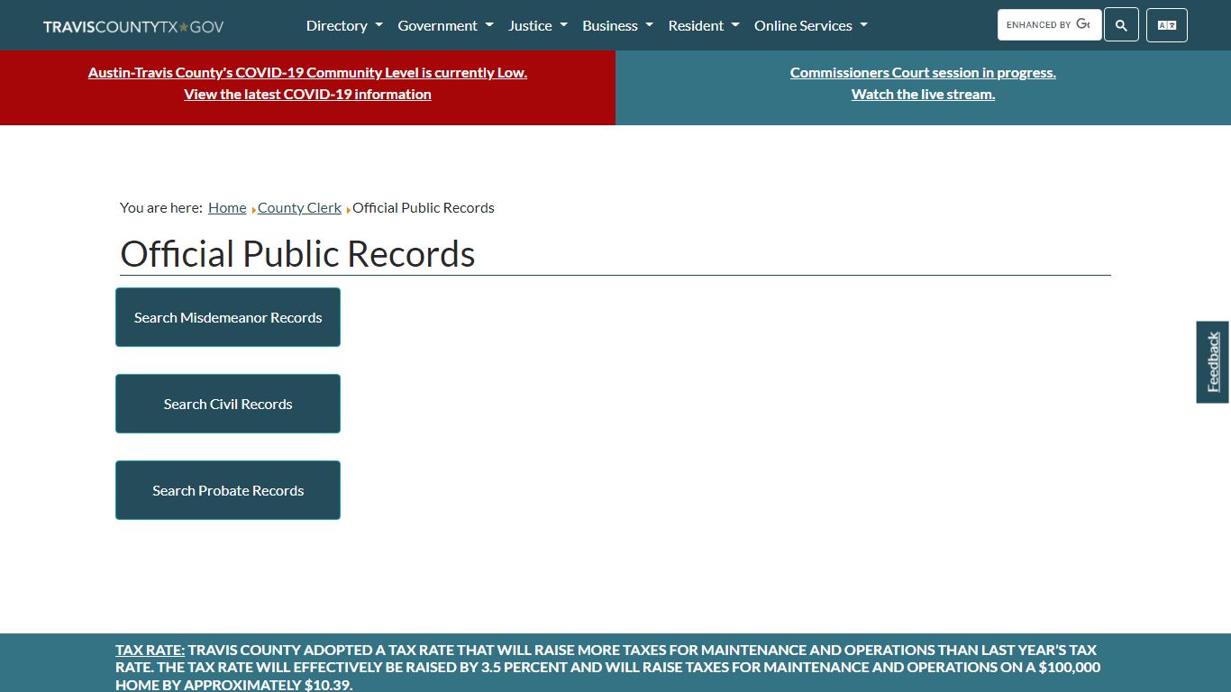 Official Public Records - Travis County, Texas